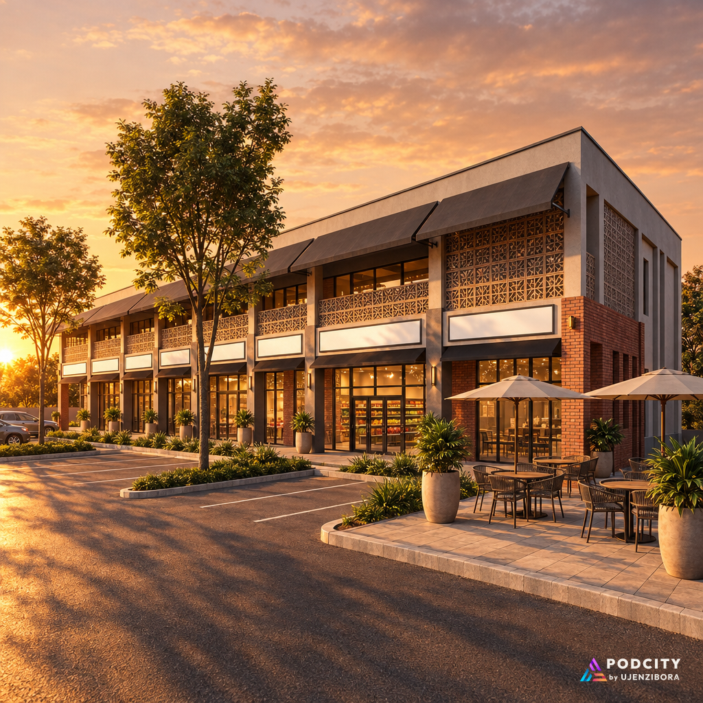Stylized Building Design Retail Building Design Kenya | Two-Storey Shop Terrace, La… | PoDCity